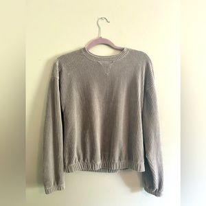 Ribbed Velour Crew Neck